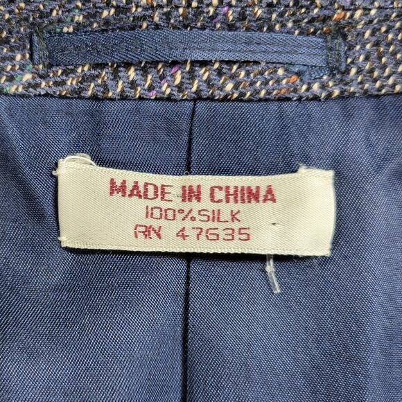 Gino Cappeli‎ Silk Sport Coat Mens 40 Long Blue Purple Windowpane Plaid 2 Button - Picture 5 of 15